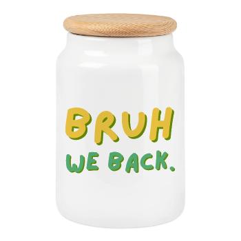 Bruh We Back Schriftzug Retro - Keksdose mit Holzdeckel - Weiß - Vorne