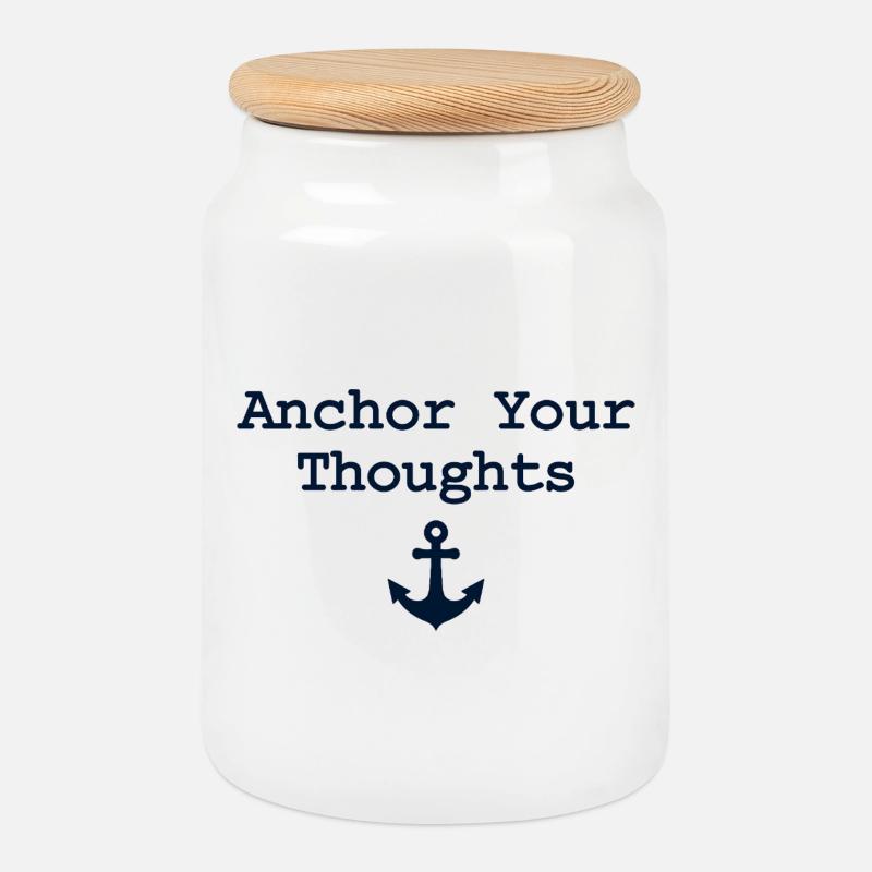 Anchor Your Thoughts Anker Spruch - Keksdose mit Holzdeckel - Weiß