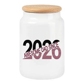 Awesome_dad_since_2026 - Cookie Jar with Wooden Lid - white - Front