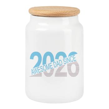 Awesome_dad_since_2026 - Boîte à biscuits avec couvercle en bois - blanc - Devant