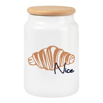 Nice Côte d'Azur Croissants - Cookie Jar with Wooden Lid - white - Front