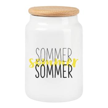 Sommer Gelb Schwarz - Keksdose mit Holzdeckel - Weiß - Vorne