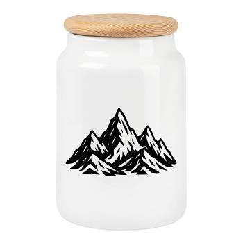 Berge Symbol Mountains - Cookie Jar with Wooden Lid - white - Front