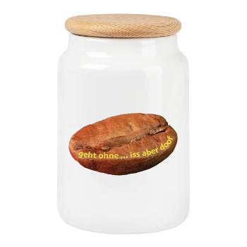 Kaffeebohne - Keksdose mit Holzdeckel - Weiß - Vorne