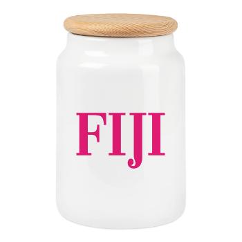 Fidji - Fidji - Îles - Pacifique - Mers du Sud - Boîte à biscuits avec couvercle en bois - blanc - Devant