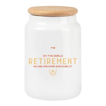 La retraite : le métier le plus difficile (typographie) - Boîte à biscuits avec couvercle en bois - blanc - Devant