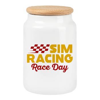 Sim Racing Renntag - Keksdose mit Holzdeckel - Weiß - Vorne