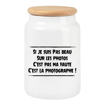 It's not my fault, it's the photographer's! - Cookie Jar with Wooden Lid - white - Front