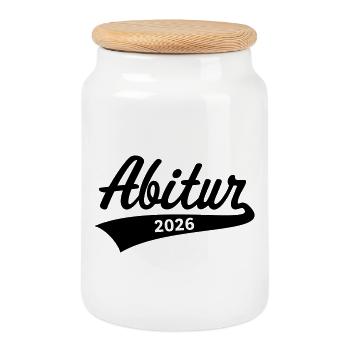 Abitur 2026 (Abiturient / Abi / Hochschulreife B) - Keksdose mit Holzdeckel - Weiß - Vorne