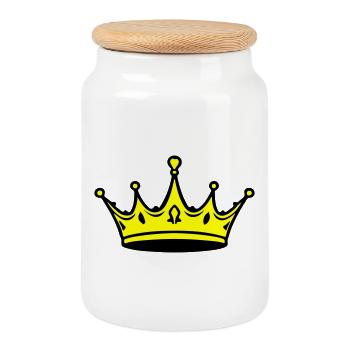 Roi royal de la couronne - Boîte à biscuits avec couvercle en bois - blanc - Devant