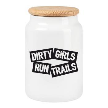 Dirty Girls laufen Trails - Keksdose mit Holzdeckel - Weiß - Vorne