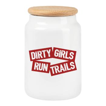 Dirty Girls laufen Trails - Keksdose mit Holzdeckel - Weiß - Vorne