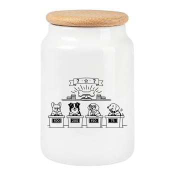 Quiz Hunde Line Art - Keksdose mit Holzdeckel - Weiß - Vorne