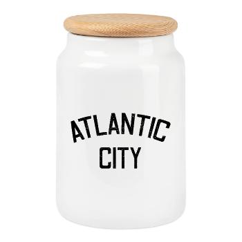 Atlantic City - Est. 1854 - New Jersey - USA - Keksdose mit Holzdeckel - Weiß - Vorne