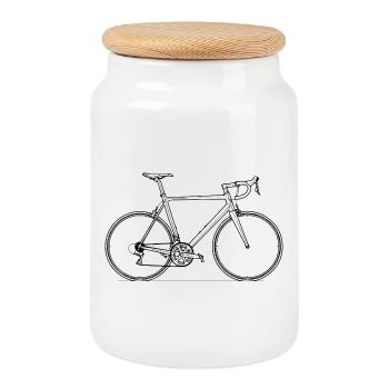Road Bike Love On Two Wheels Biker - Cookie Jar with Wooden Lid - white - Front