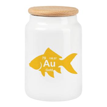 Goldfisch Au Gold Element Wissenschaftsliebhaber - Keksdose mit Holzdeckel - Weiß - Vorne