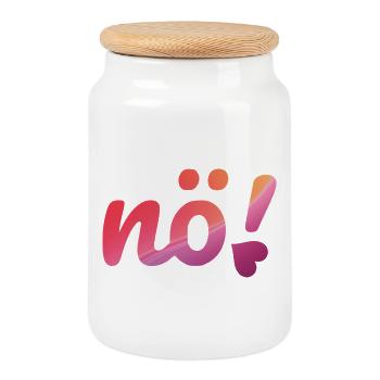 Nö Neon pink & lila verlauf mit dem Slogan Nö. - Keksdose mit Holzdeckel - Weiß - Vorne