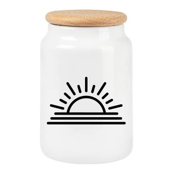 coucher de soleil - Boîte à biscuits avec couvercle en bois - blanc - Devant