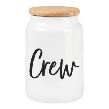 Crew Hand Lettering Design - Cookie Jar with Wooden Lid - white - Front