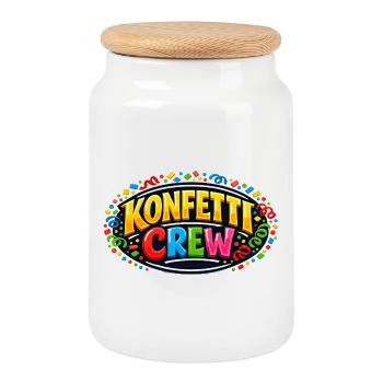 Konfetti Crew Karneval Party Geschenk Lustig - Keksdose mit Holzdeckel - Weiß - Vorne