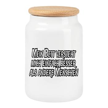 Mon lit me comprend mieux - Boîte à biscuits avec couvercle en bois - blanc - Devant