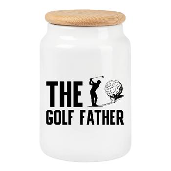 The Golf Father Golfer Dad Golf Game - Cookie Jar with Wooden Lid - white - Front