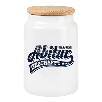 Abi Est 2026 - Abitur - Geschenk - Keksdose mit Holzdeckel - Weiß - Vorne