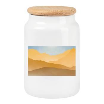 Goldene Gipfel bei Sonnenaufgang - Keksdose mit Holzdeckel - Weiß - Vorne