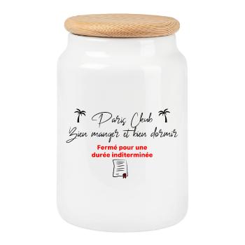 Paris_club_bien_manger_et_bien_dormir - Boîte à biscuits avec couvercle en bois - blanc - Devant