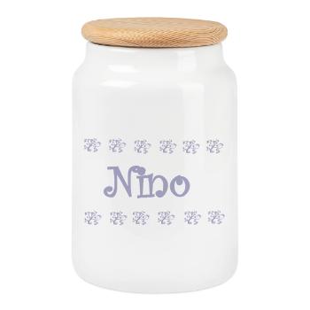 Nino Lavande et Dentelle - Boîte à biscuits avec couvercle en bois - blanc - Devant