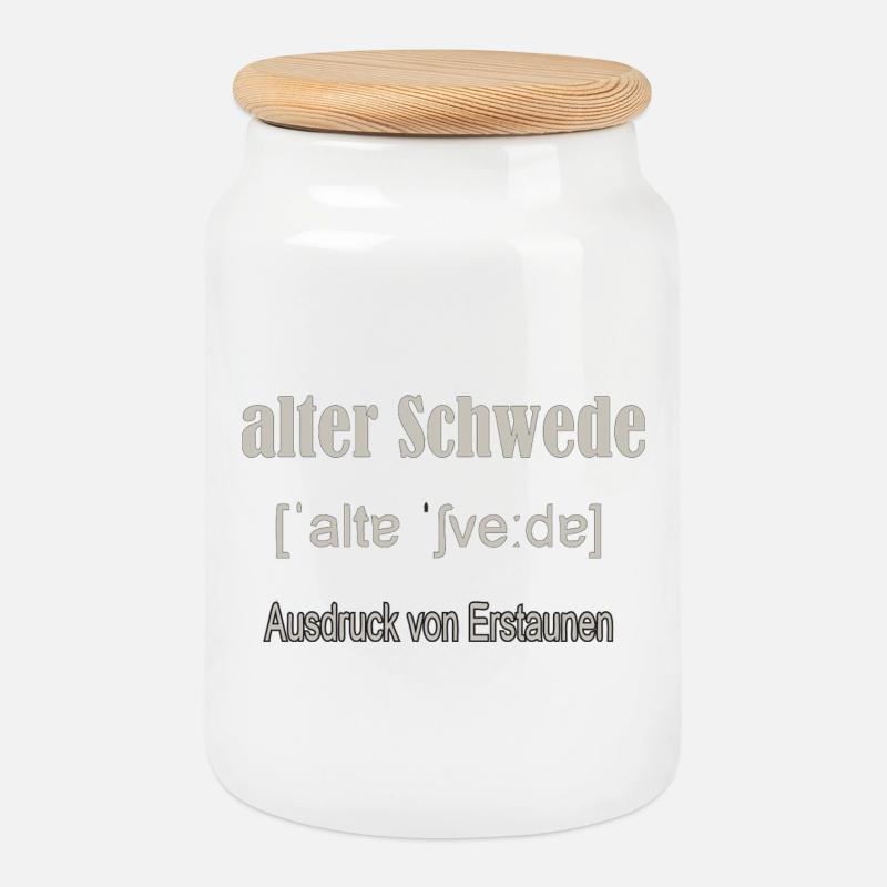 Alter Schwede  - Keksdose mit Holzdeckel - Weiß