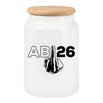 ABI 2026 Middle Finger Abitur - Gift - Cookie Jar with Wooden Lid - white - Front