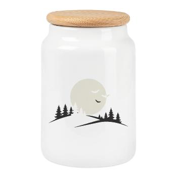 Full Moon Night – Dark Aesthetic Design - Cookie Jar with Wooden Lid - white - Front