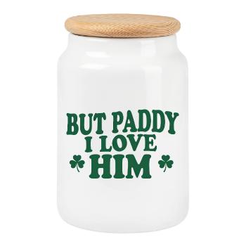 Irish Charm But Paddy I Love Him - Cookie Jar with Wooden Lid - white - Front