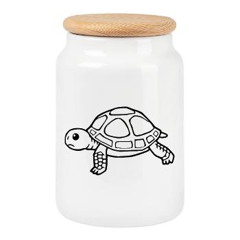 Turtle Turtles - Cookie Jar with Wooden Lid - white - Front