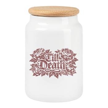 Till Death Florale Gothic | Valentins Tag - Keksdose mit Holzdeckel - Weiß - Vorne