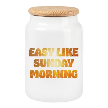 Easy Like Sunday Morning Gold-Look - Keksdose mit Holzdeckel - Weiß - Vorne