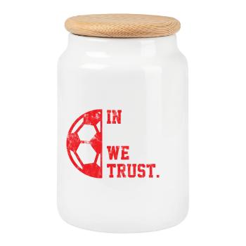 Au Danemark, nous avons confiance - Boîte à biscuits avec couvercle en bois - blanc - Devant