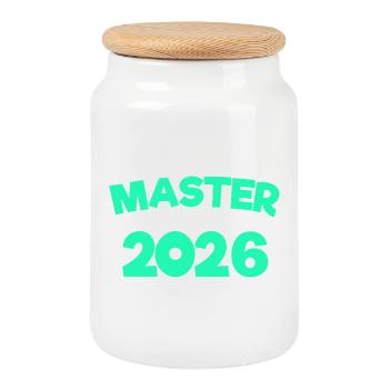 Master 2026 Master's Degree Doctorate Graduation - Cookie Jar with Wooden Lid - white - Front