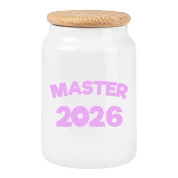 Master 2026 Graduation Graduation - Cookie Jar with Wooden Lid - white - Front