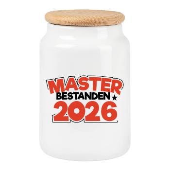 Master 2026 Masterabschluss Promotion Sponsion - Keksdose mit Holzdeckel - Weiß - Vorne