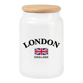 London, England - Keksdose mit Holzdeckel - Weiß - Vorne