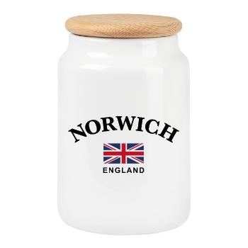 Norwich, England - Keksdose mit Holzdeckel - Weiß - Vorne