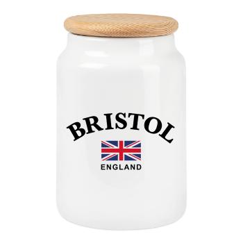 Bristol, England - Keksdose mit Holzdeckel - Weiß - Vorne