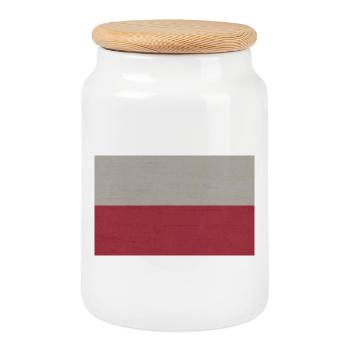 Polish flag - Cookie Jar with Wooden Lid - white - Front