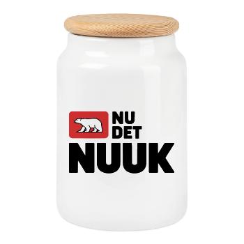 Nu Det Nuuk Herren-T-Shirt Greenland Polar Bear - Keksdose mit Holzdeckel - Weiß - Vorne