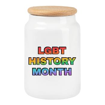 LGBT History Month Verlauf Regenbogentext - Keksdose mit Holzdeckel - Weiß - Vorne