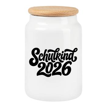 Schoolchild 2026 - Cookie Jar with Wooden Lid - white - Front