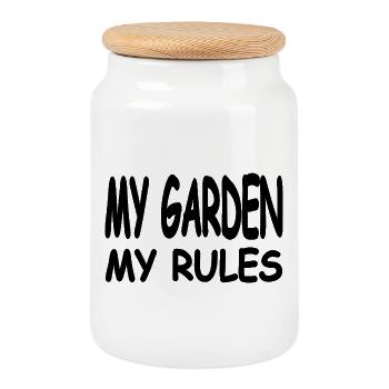 Garden - Cookie Jar with Wooden Lid - white - Front