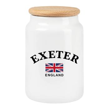 Exeter, England - Keksdose mit Holzdeckel - Weiß - Vorne
